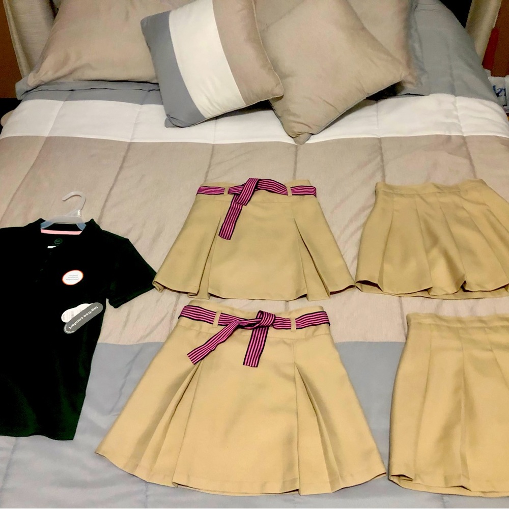 1 New uniform shirt and 4 uniform skirts